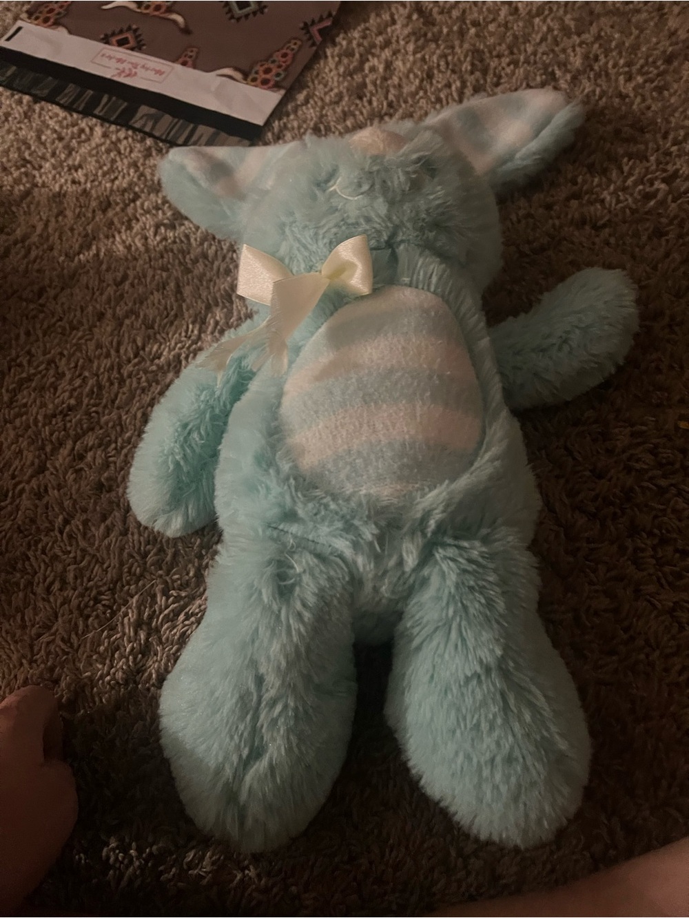 Plush Blue Bunny Stuffed Animal with Bow
